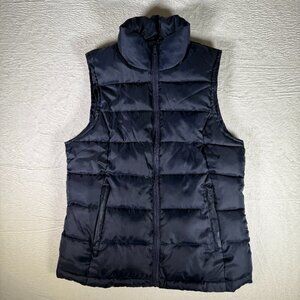 Indigo Saints‎ Blue Quilted Puffer Vest w/ Kangaroo Pockets Women’s Size Medium